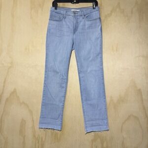 Levis 314 Shaping Straight Jeans Womens 28x32 Light Wash Raw Hem Stretch
